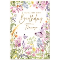 GREETING CARDS,Birthday 6's Wild Flowers & Butterflies