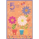 AGE 5 CARDS, 6's Female Smiley Flowers in Vase