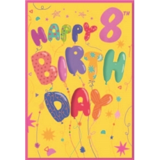 AGE 8 CARDS,Female 6's Birthday Balloons