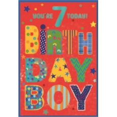 AGE 7 CARDS,Male 6's Birthday Boy Text