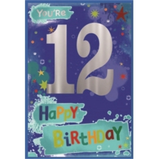 AGE 12 CARDS,Male 6's Text & Stars