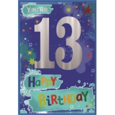 AGE 13 CARDS, 6's Male Text & Stars