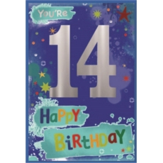 AGE 14 CARDS,Male 6's Text & Stars