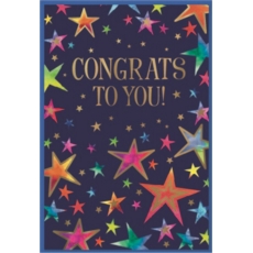 CONGRATULATIONS CARD, 6's Multicoloured Stars