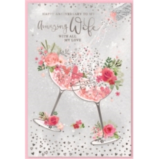 ANNIVERSARY CARDS,Wife Floral Glasses