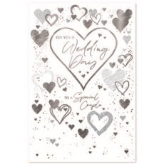 WEDDING DAY CARDS, 6's Silver Hearts