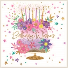 GREETING CARDS,Birthday 6's Floral Cake & Candles