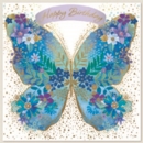 GREETING CARDS,Birthday 6's Blue Floral Butterfly