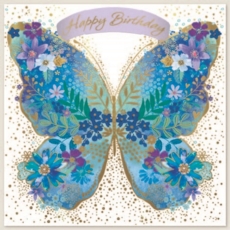 BIRTHDAY CARDS,6's Blue Floral Butterfly