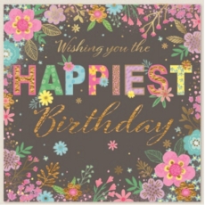 GREETING CARDS,Birthday 6's Floral Text