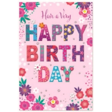 BIRTHDAY CARDS,6's Floral Text