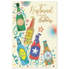 BIRTHDAY CARDS,Husband 6's Birthday  Beer Bottles