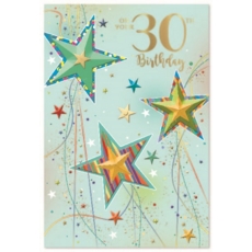 AGE 30 CARDS, 6's Male Stars & Streamers
