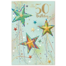 AGE 50 CARDS,Male 6's Stars & Streamers