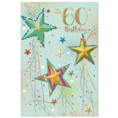 AGE 60 CARDS, 6's Male Stars & Streamers