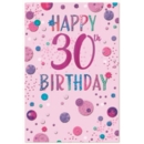 AGE 30 CARDS, 6's Female Coloured Bubbles