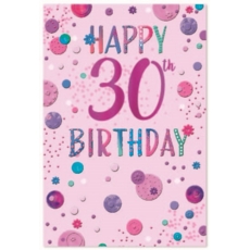 AGE 30 CARDS, 6's Female Coloured Bubbles