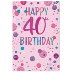 AGE 40 CARDS,Female 6's Coloured Bubbles