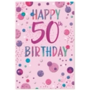AGE 50 CARDS, 6's Female Coloured Bubbles