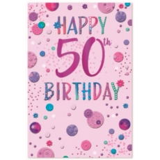 AGE 50 CARDS,Female 6's Coloured Bubbles