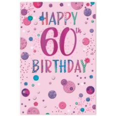 AGE 60 CARDS,Female 6's Coloured Bubbles