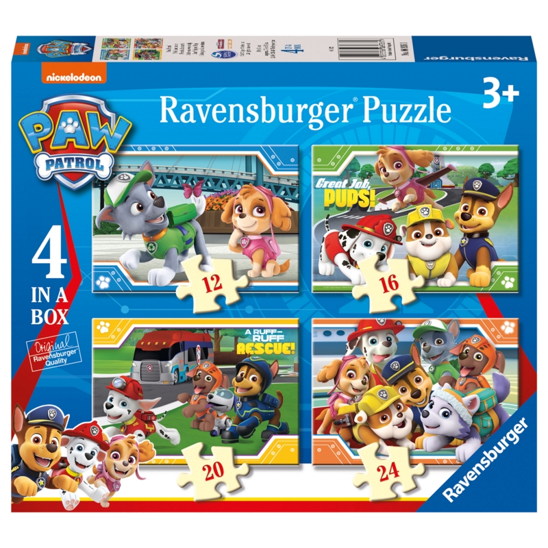 JIGSAW,4 in a Box,Paw Patrol (12,16,20,24)
