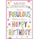 BIRTHDAY CARDS,Granddaughter Text & Flowers