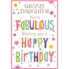 BIRTHDAY CARDS,Granddaughter Text & Flowers
