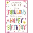 BIRTHDAY CARDS,Niece 6's Text & Flowers