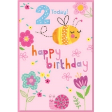 AGE 2 CARDS,Female 6's Bee & Flowers