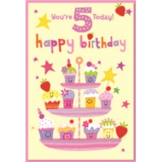 AGE 5 CARDS, 6's Female Cupcakes
