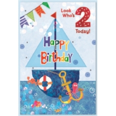 AGE 2 CARDS, 6's Male Ocean Animals & Boat