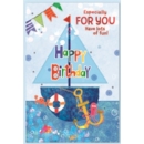 BIRTHDAY CARDS,6's Ocean Animals & Boat