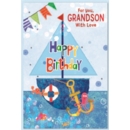 BIRTHDAY CARDS,Grandson 6's Ocean Animals & Boat
