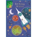 BIRTHDAY CARDS,6's Space Rocket & Planets