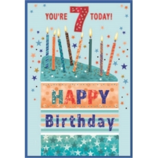 AGE 7 CARDS, 6's Male Cake & Candles