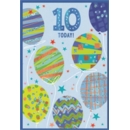 AGE 10 CARDS, 6's Male Balloons & Stars
