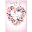 ANNIVERSARY CARDS,Wife Floral Heart Wreath