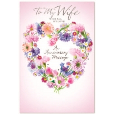 ANNIVERSARY CARDS,Wife 6's Floral Heart Wreath