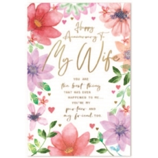 ANNIVERSARY CARDS,Wife Floral Text