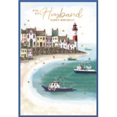 BIRTHDAY CARDS,Husband 6's Fishing Harbour