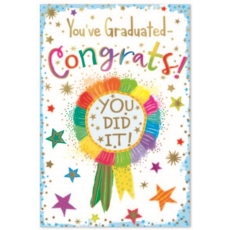 GRADUATION CARDS,6's Congrats.  Rosette & Stars