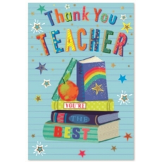 THANK YOU TEACHER CARDS,6's Books & Stars