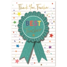 THANK YOU TEACHER CARDS,6's Rosette & Stars