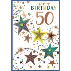 AGE 50 CARDS,Male 6's Stars & Streamers