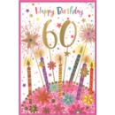 AGE 60 CARDS, 6's Female Floral Candles & Sparklers