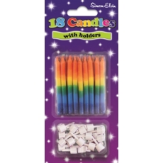 CAKE CANDLES/HOLDERS,Rainbow 18's I/cd
