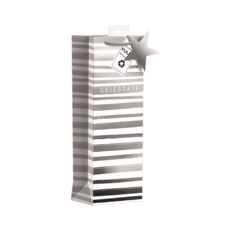 GIFT BAG,Silver Celebrate Stripe (Bottle)