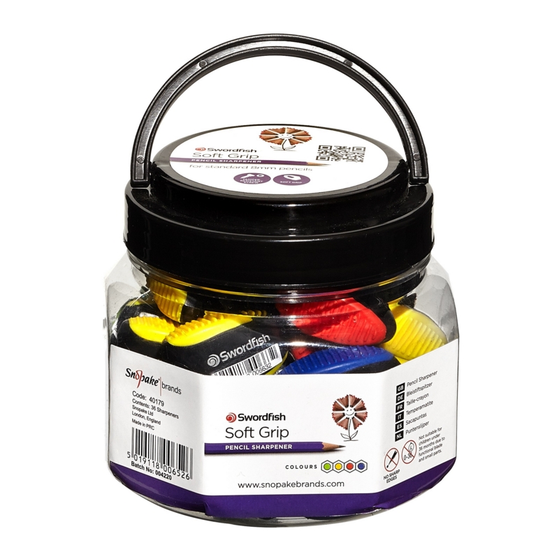 PENCIL SHARPENER,Soft Grip In Tub
