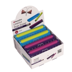 RULER & ERASER,10cm Line Out Assorted Colours CDU